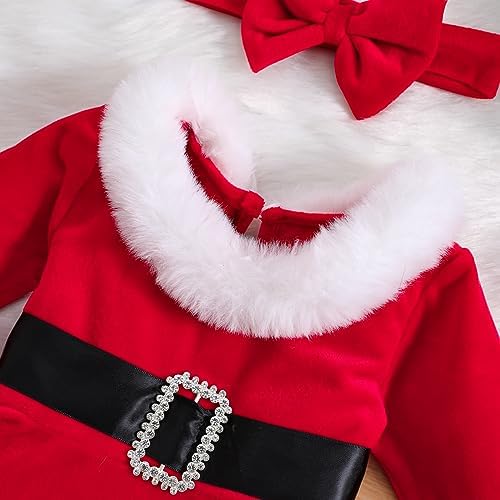 Baby Girl Christmas Romper Dress Red Velvet