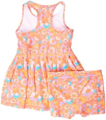 RuffleButts Girls Athletic Active Tiered Dress and Bike Short Set Outift