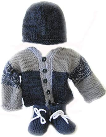 Handmade Baby Sweater Hat Booties Set for Newborns