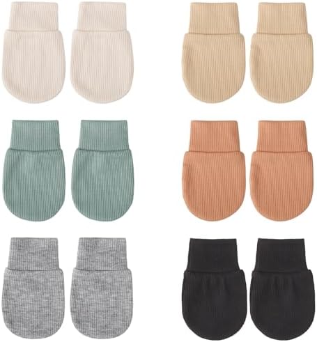 BQUBO Baby Mittens - 6Pcs No Scratches Soft for 0-6M Boys Girls