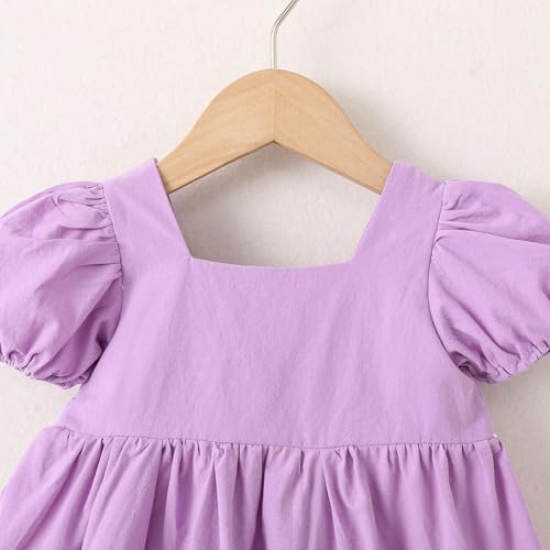 Beessbest 3D Flower Puff Sleeve Dress for Baby Toddler Girls Summer Playwear