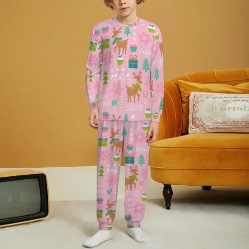 MEIKKO Kids Thermal Underwear Set Santa Pink for Boys and Girls