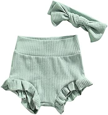 Newborn Girl Ruffle Bloomers with Bow Headband