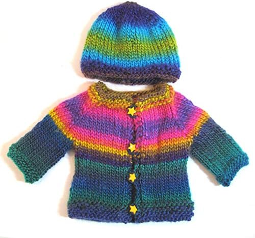 Handmade Knitted Rainbow Cardigan Hat for Babies 3-Month Special Gift