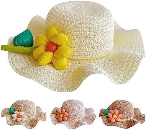 50 SPF Floral Straw Baby Sun Hat for Girls