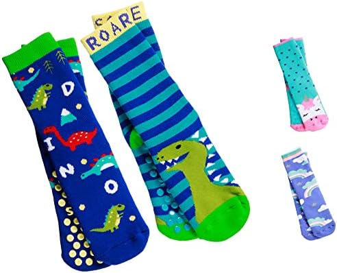 Totes Toddler Slipper Socks - Cozy Dino and Unicorn Design