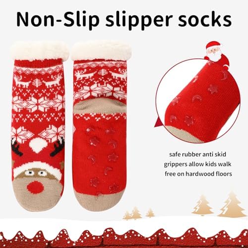 Caudblor 3-Pair Festive Slipper Socks for Kids