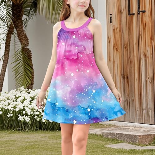 Rainbow Striped Summer Dress for Girls Kids and Toddlers
