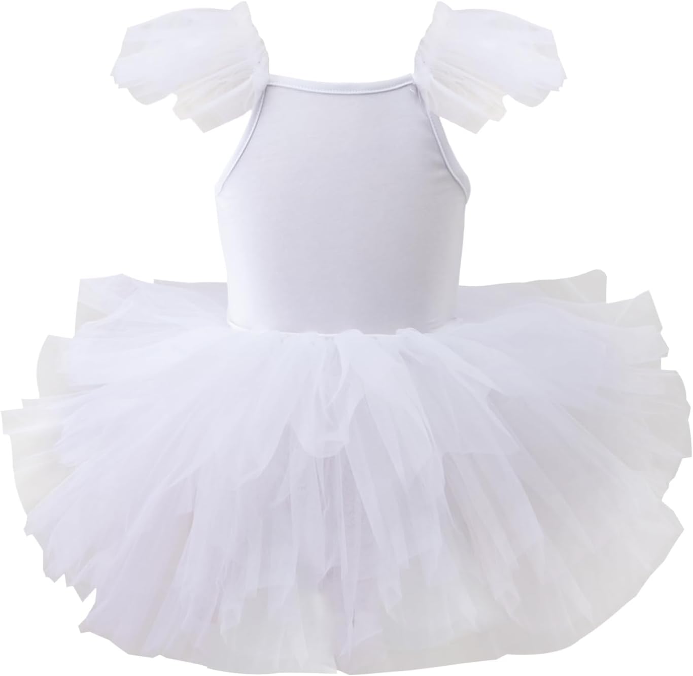 Girls Dance Tutu Dress with Ruffle Sleeve and Snap Crotch for Ballet