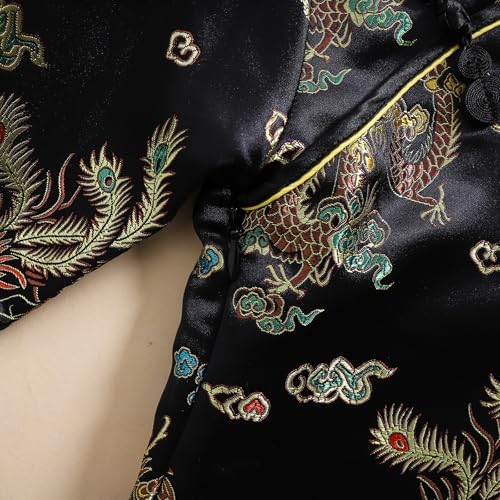 GirlsChinese New Year Peony Long Sleeve Qipao Dress for Kids