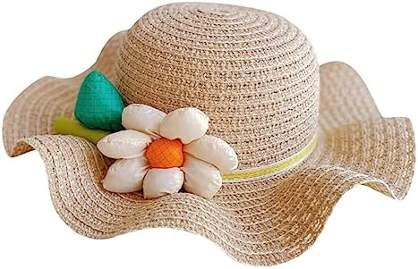 50 SPF Floral Straw Baby Sun Hat for Girls