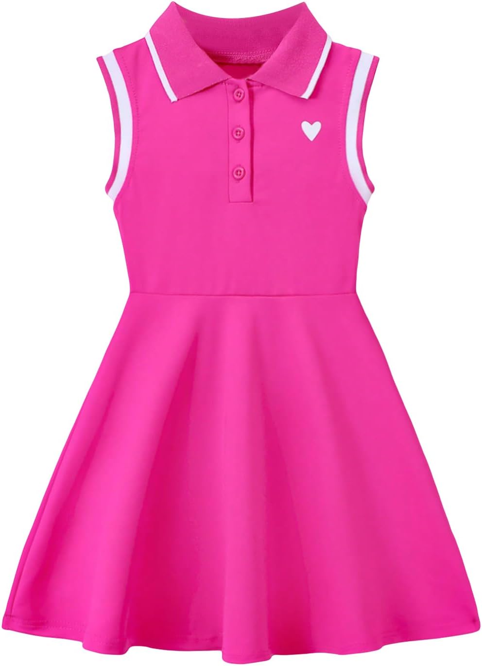Verdusa Girl Heart Print Sleeveless Collar Neck Button Front Casual Dress