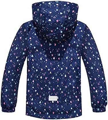 MGEOY Girls Rain Jacket Lightweight Waterproof Hooded Cotton Lined Raincoat