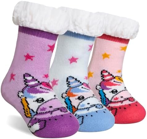 SeeyAN Kids Boys Girls Warm Fuzzy Non-Slip Winter Socks with Animal Patterns