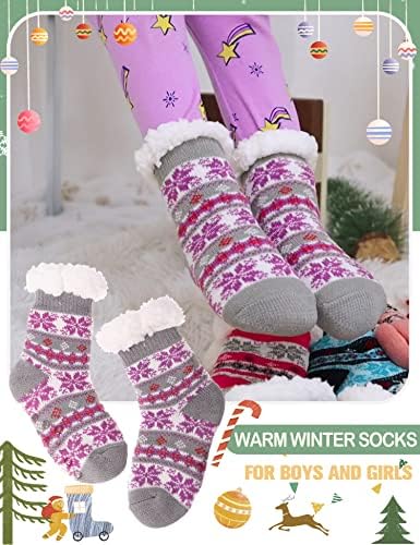 MOGGEI Fluffy Fleece Lined Winter Slipper Socks for Kids 1