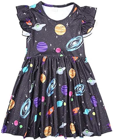 NA Baby Girls Galaxy Twirl Ruffle Bottom Dress Soft BreatheSummer Wardrobe Essential