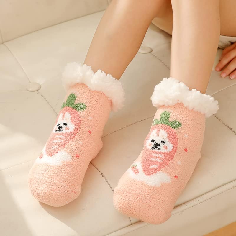 Cushy Fuzzy Slipper Socks for Kids Non-Slip Soft and Cozy