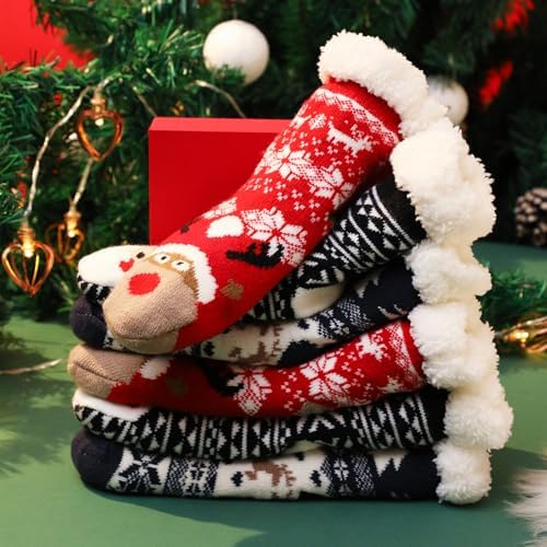 Caudblor 3-Pair Festive Slipper Socks for Kids