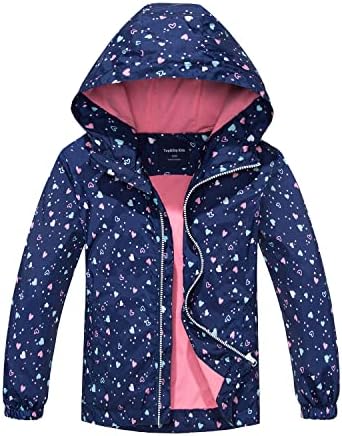 MGEOY Girls Rain Jacket Lightweight Waterproof Hooded Cotton Lined Raincoat
