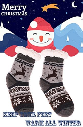 MOGGEI Fuzzy Slipper Socks for Kids Warm Cozy Anti-Slip Gift
