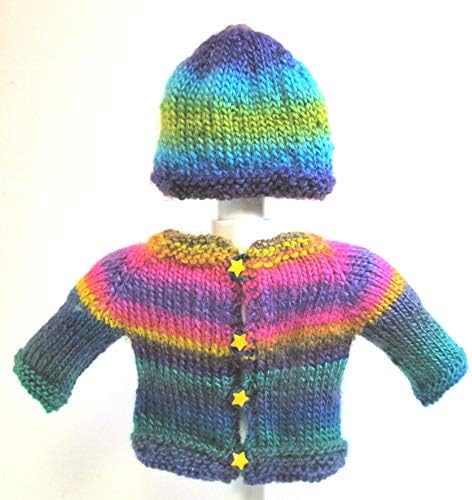 Handmade Knitted Rainbow Cardigan Hat for Babies 3-Month Special Gift