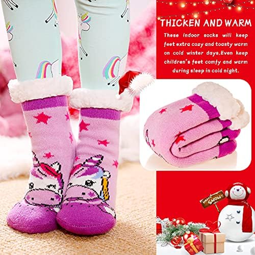 SeeyAN Kids Boys Girls Warm Fuzzy Non-Slip Winter Socks with Animal Patterns