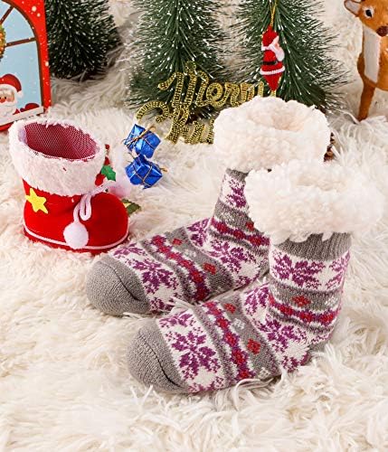 MOGGEI Fluffy Fleece Lined Winter Slipper Socks for Kids 1
