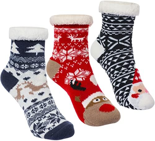 Caudblor 3-Pair Festive Slipper Socks for Kids