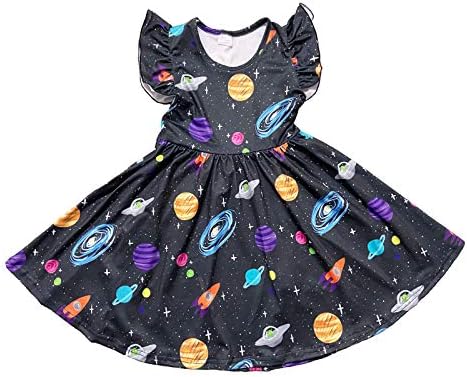 NA Baby Girls Galaxy Twirl Ruffle Bottom Dress Soft BreatheSummer Wardrobe Essential