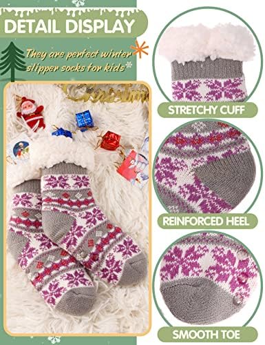 MOGGEI Fluffy Fleece Lined Winter Slipper Socks for Kids 1