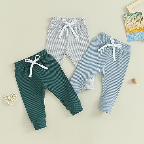 SHUING 3-Piece Elastic Jogger Pants for Toddler Boys and Girls