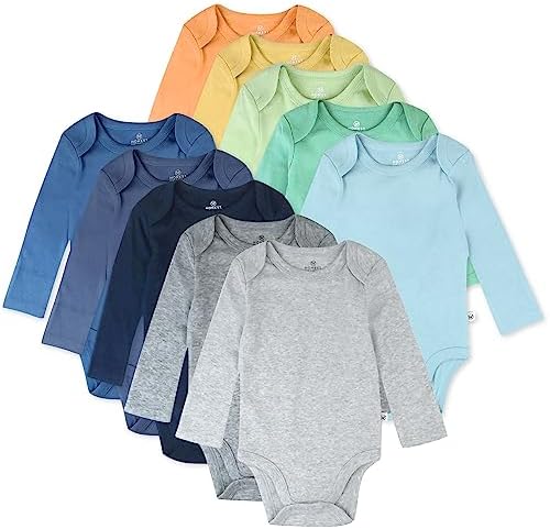 HonestBaby 10-Pack Organic Cotton Bodysuits for Infants