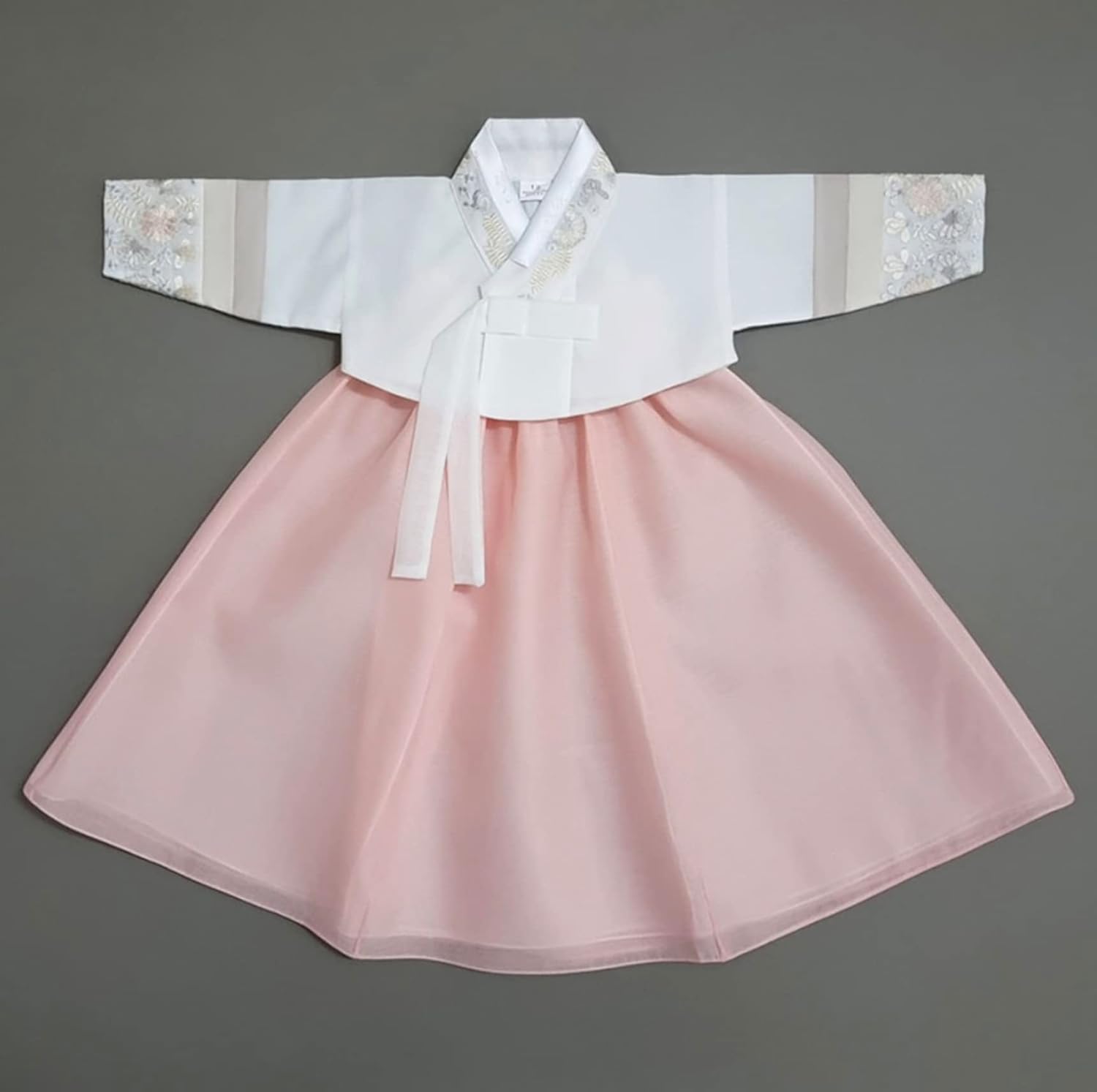 OUJIN I Korean Baby Girl Hanbok Striped Sleeves Dress