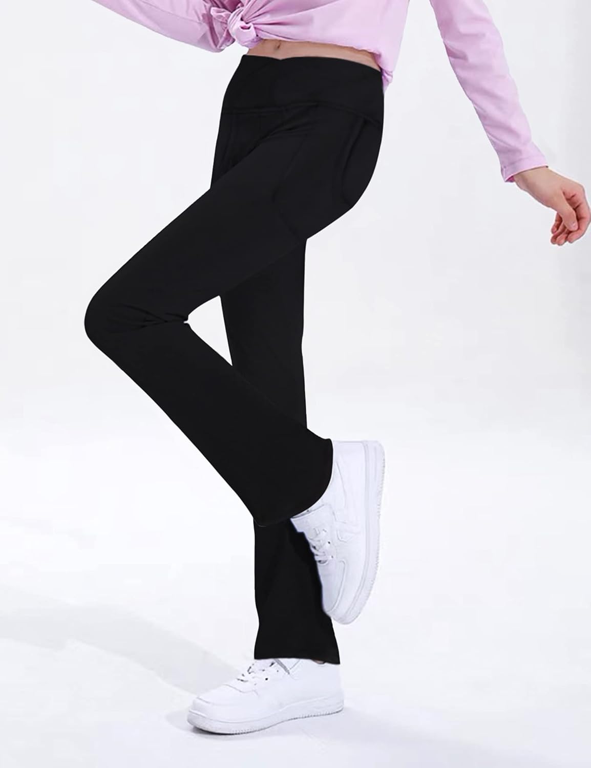 Gnainach Girls Stretchy Cross Flare Yoga Pants High Waisted Soft and Functional