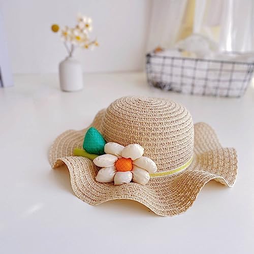50 SPF Floral Straw Baby Sun Hat for Girls