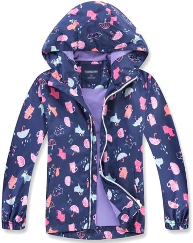 SHOOYING Kids Rain Jacket Waterproof Windbreakers for Boys Girls