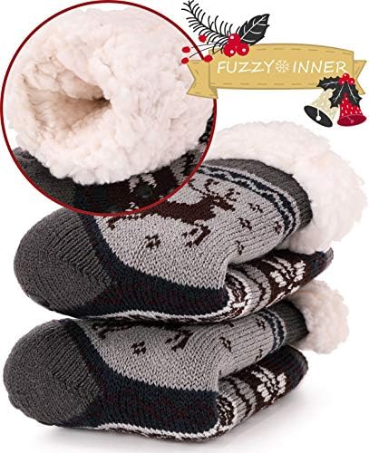 MOGGEI Fuzzy Slipper Socks for Kids Warm Cozy Anti-Slip Gift