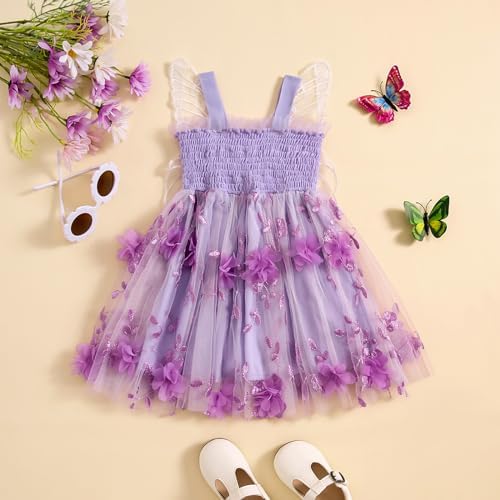 Butterfly Wings Princess Dress for Toddler Girls - Cute Summer Play Party Dress
