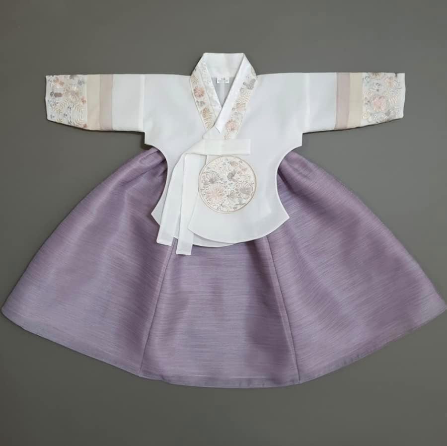 Festive Striped Sleeve Baby Girl Korean Hanbok for Special Occasions