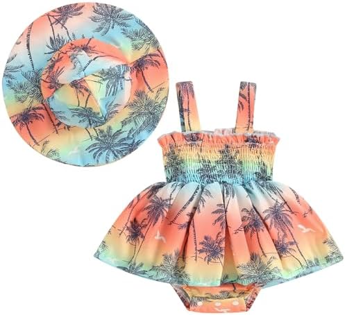 Adorable Baby Girl Summer Floral Romper with Sun Hat