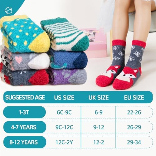 Eecom Kids Fuzzy Slipper Socks with Grips