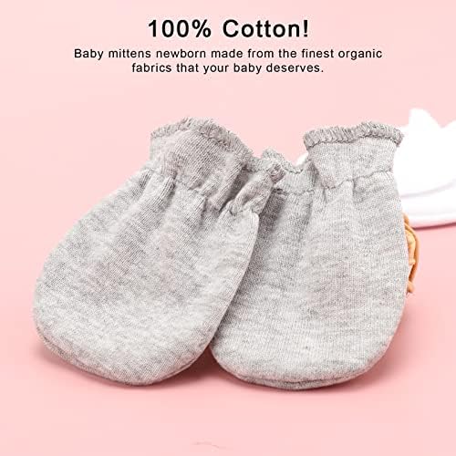 Perfect Gift - Soft Organic Cotton No-Scratch mittens for Newborn