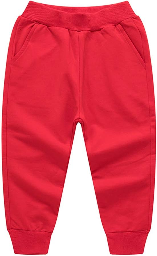 Winter Kids Unisex Solid Cotton Elastic Waist Pants for Toddler
