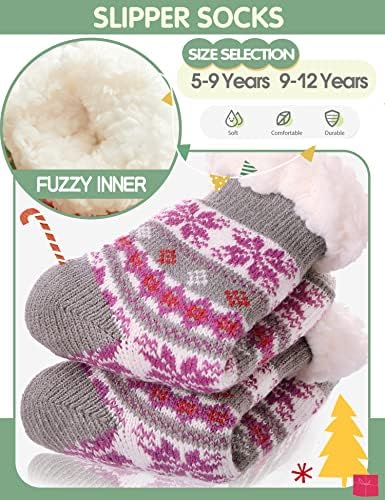 MOGGEI Fluffy Fleece Lined Winter Slipper Socks for Kids 1