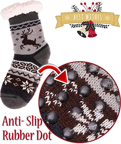 MOGGEI Fuzzy Slipper Socks for Kids Warm Cozy Anti-Slip Gift