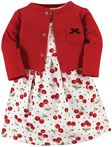 Hudson Baby Girls Cotton Dress and Cardigan Set