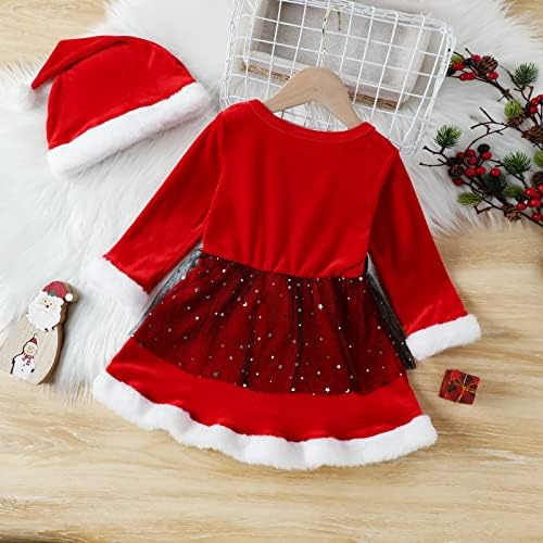 Meufam Christmas Ruffle Fur Toddler Dress
