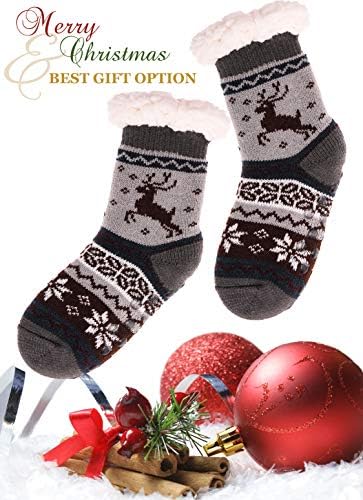 MOGGEI Fuzzy Slipper Socks for Kids Warm Cozy Anti-Slip Gift