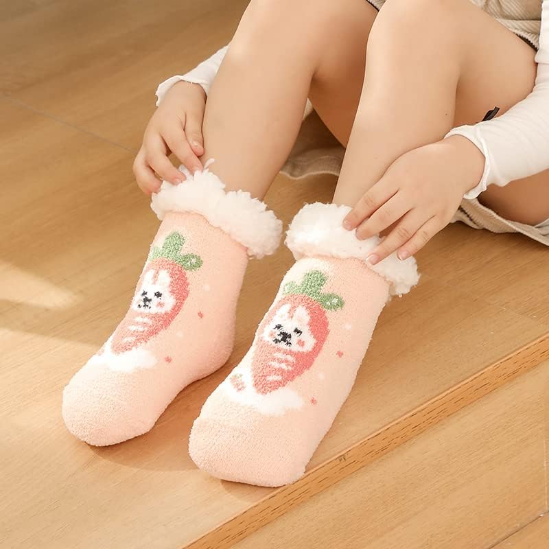 Cushy Fuzzy Slipper Socks for Kids Non-Slip Soft and Cozy