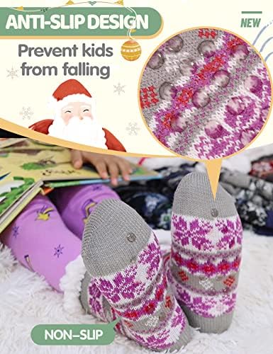 MOGGEI Fluffy Fleece Lined Winter Slipper Socks for Kids 1